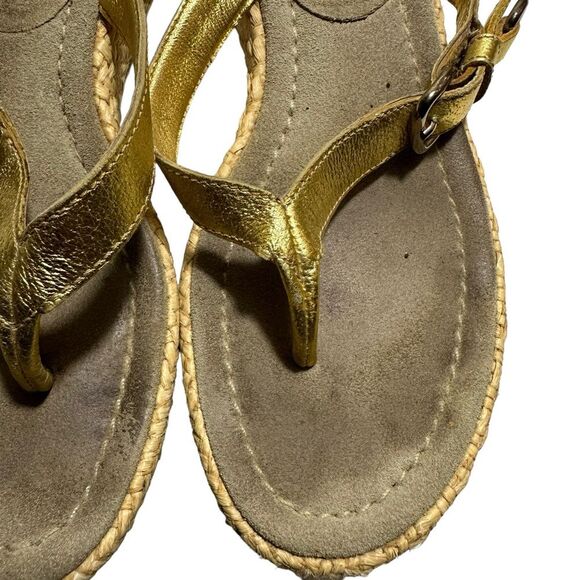 Prada Slides Thongs Wedge Platform Metallic Gold Shoes Euro 36 Straw Raffia Sz6 - Picture 6 of 15